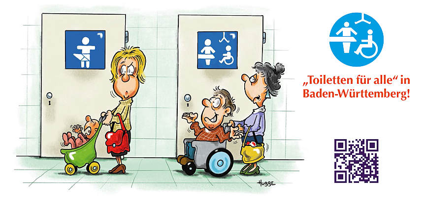 Räume mit Babywickeltischen gibt es ganz viele, doch Räume mit Wickelmöglichkeiten für Erwachsene sind viel zu selten. Die Lösung heißt „Toiletten für alle“ in Baden-Württemberg!